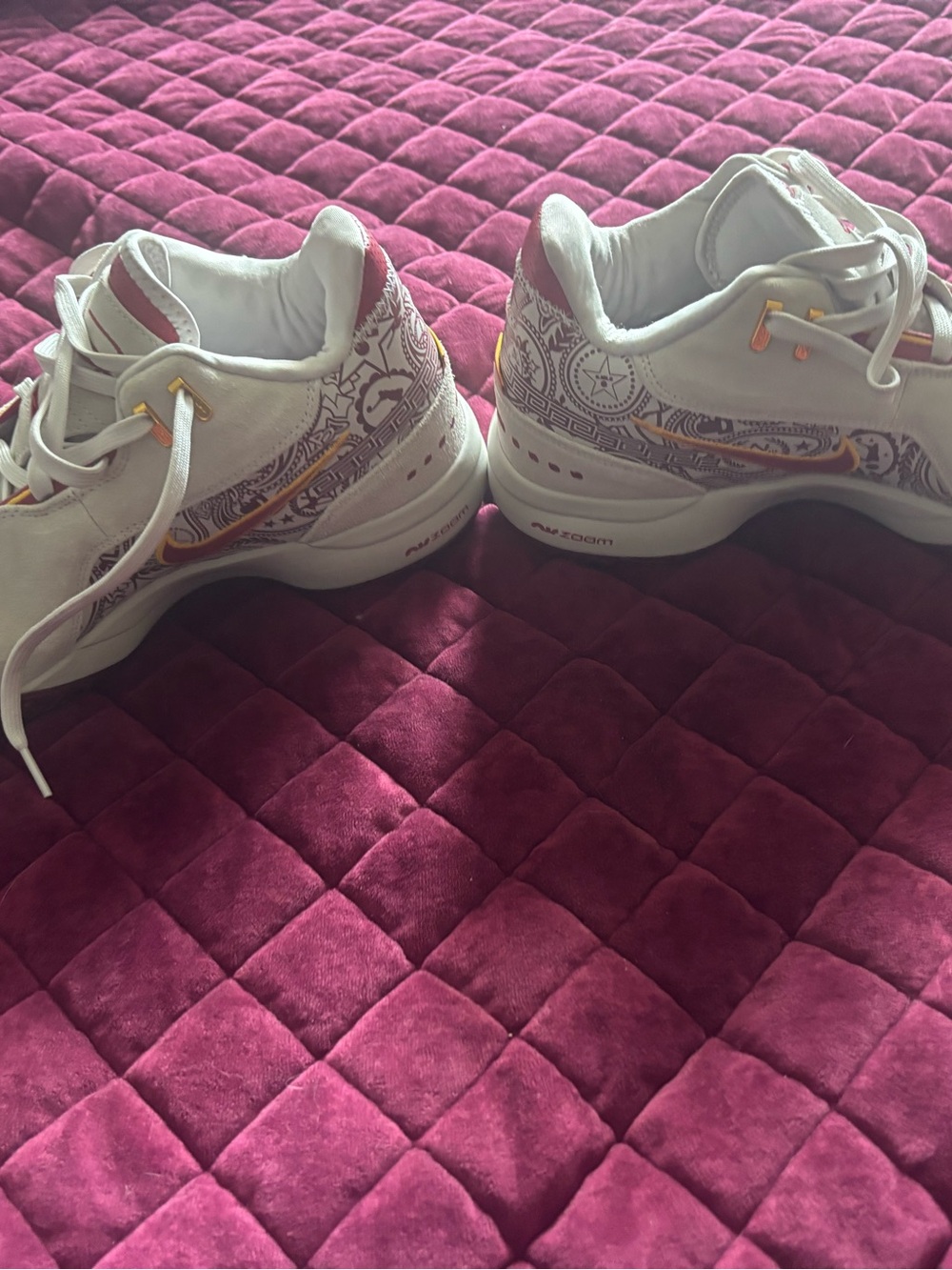 Cream colored with red and orange swoosh. Original box included - Picture 3 of 5